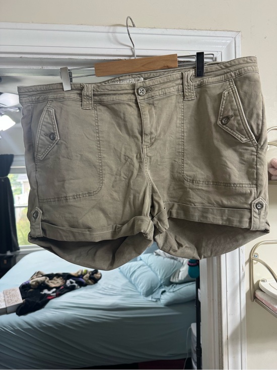 torrid Pants - torrid Olive Utility Roll-Cuff Shorts